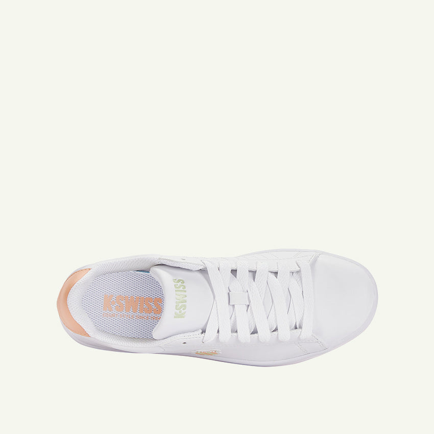 Court Shield Women's Shoes - White/Almost Apricot/Seafoam Green